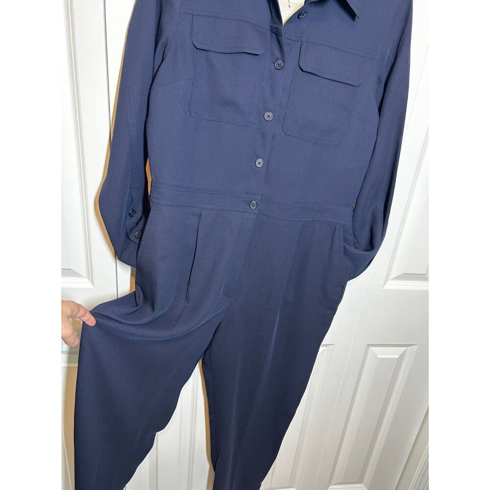NWT Boden Zada Straight Leg Jumpsuit Navy Blue US 12R Long Sleeve Utility